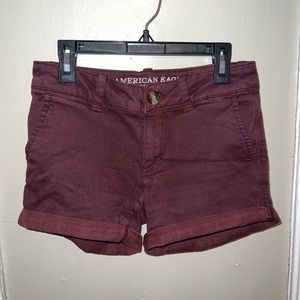 American Eagle Outfitters Midi Khaki Shorts - Maroon - Women’s 0